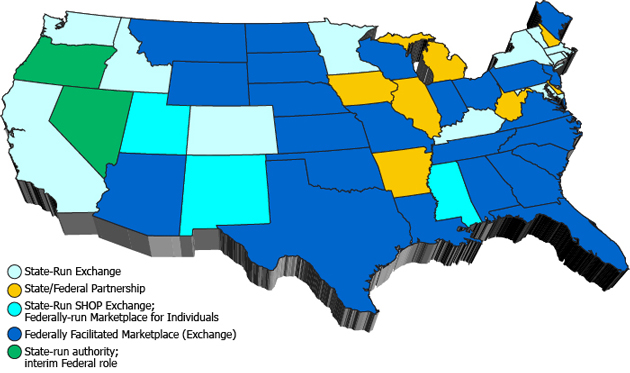 Map of U.S. Exchanges ACA