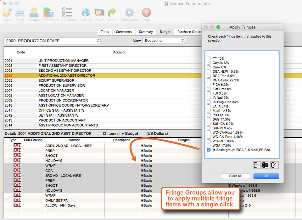 software support tools screen showing new fringe group feature