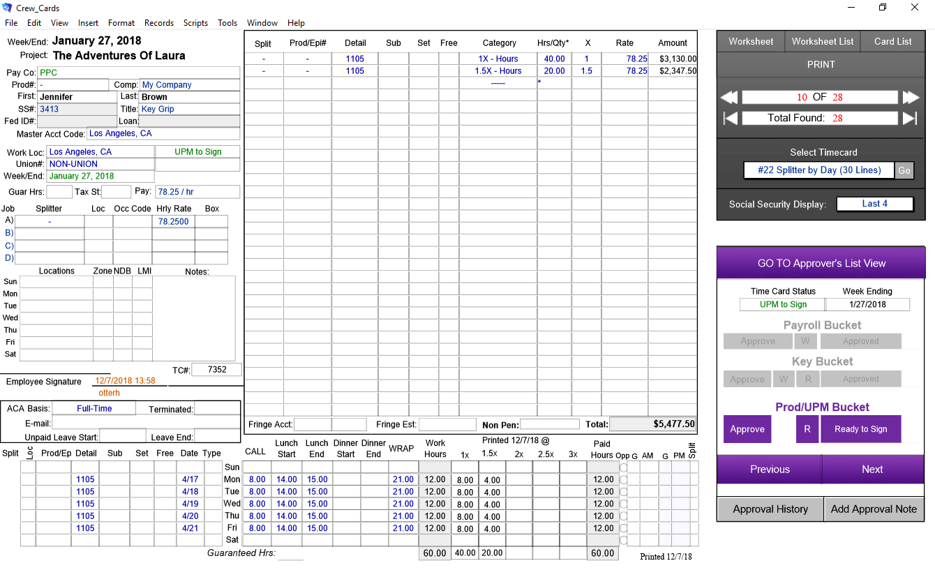 software support tools view of timecard approvals